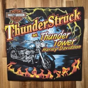 Y2K‎ 2007 Harley-Davidson Thunderstruck Thunder Tower Lightning T-Shirt Size XL